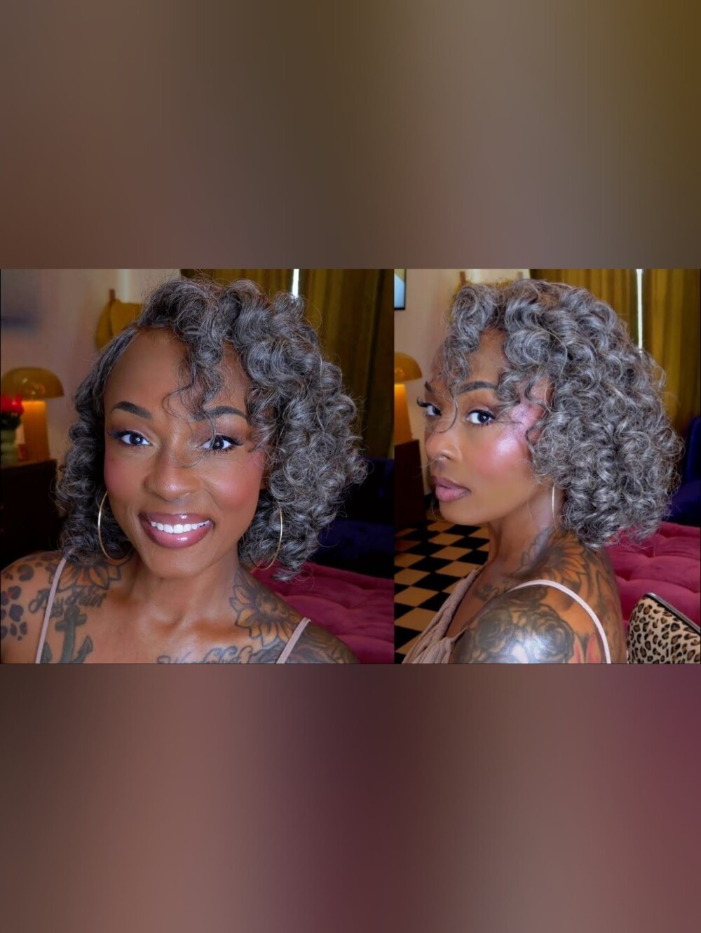 Grey Curly Human Hair Wig